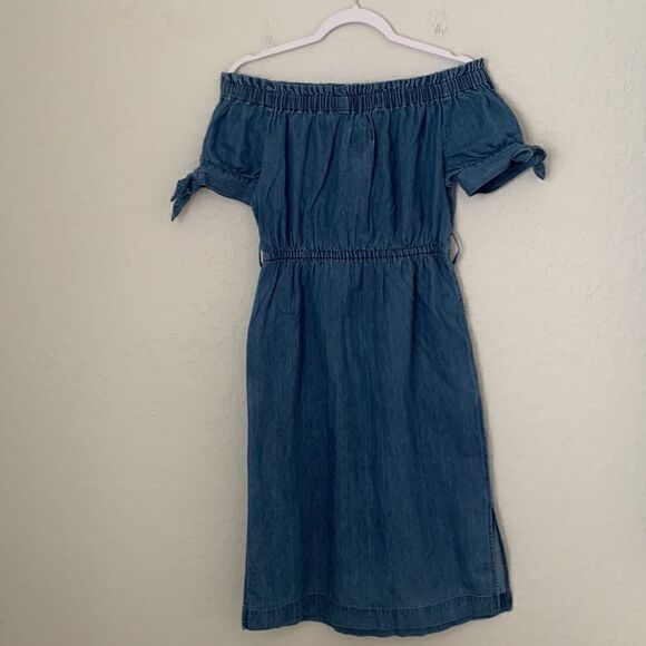 J.Crew Cotton Off Shoulder Elastic Waist Midi Summer Dress Size 2 - Picture 3 of 10